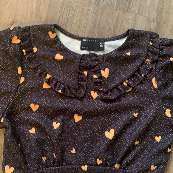 ASOS mini dress w/ collar black heart dress - Picture 6 of 7